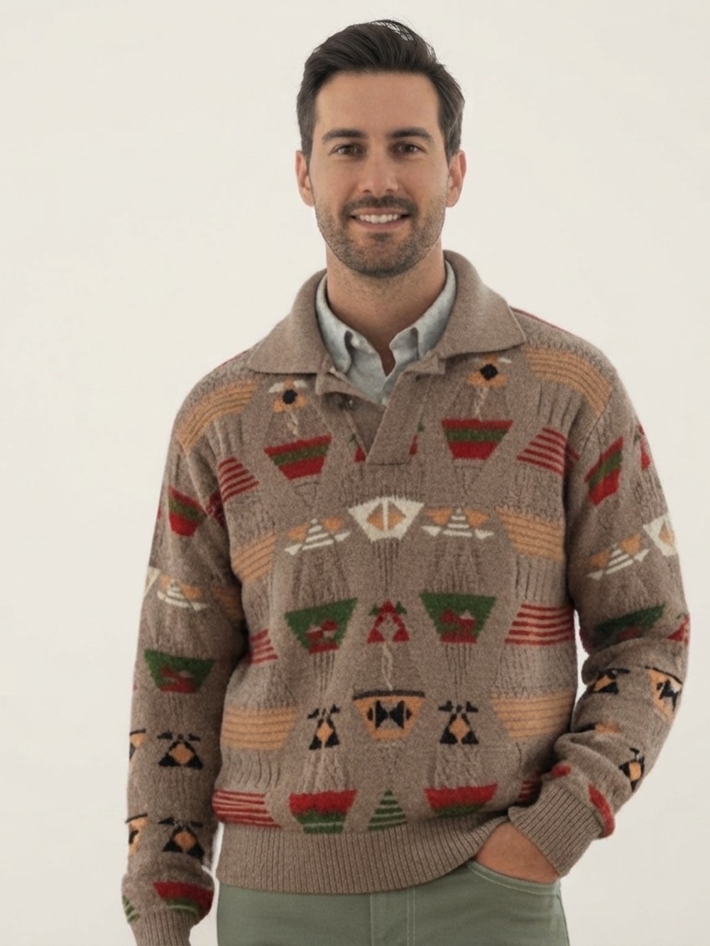 Vintage  Sz L Gringos Relaxed Knit Mexican Tribal Inspired Sweater